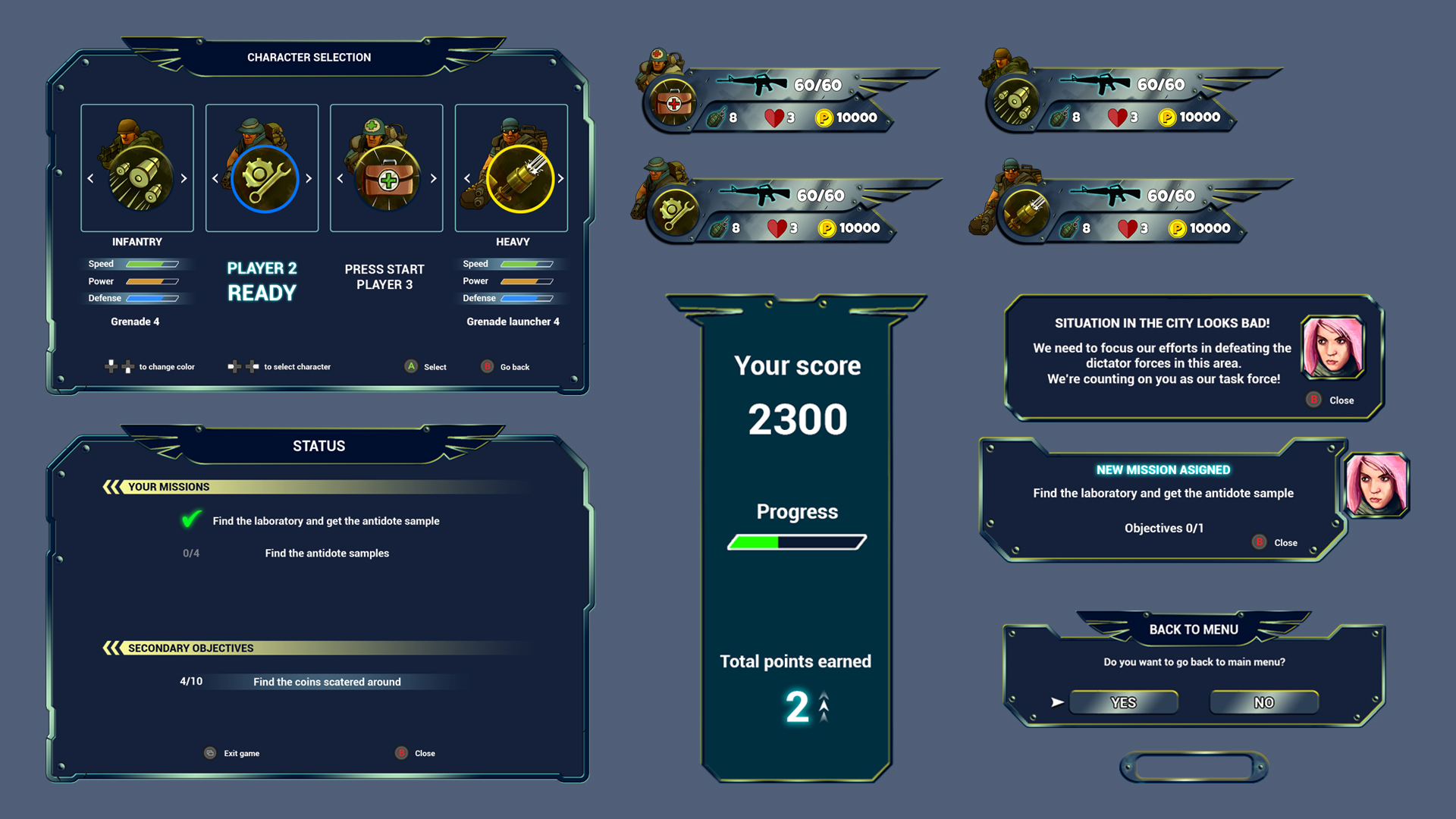 Diseño de interfaz de usuario de Delta Squad